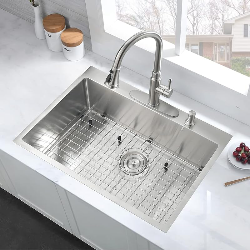 Fregadero cocina acero inox 28x22" níquel cepillado