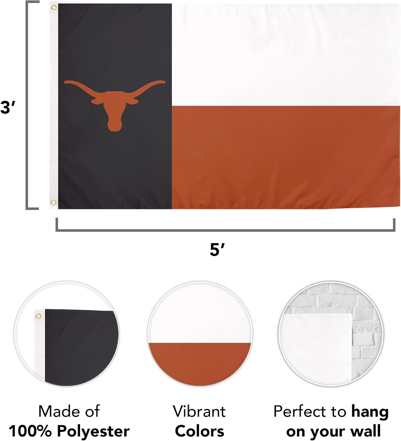 Bandera UT 3x5ft tela poliéster interiores exteriores