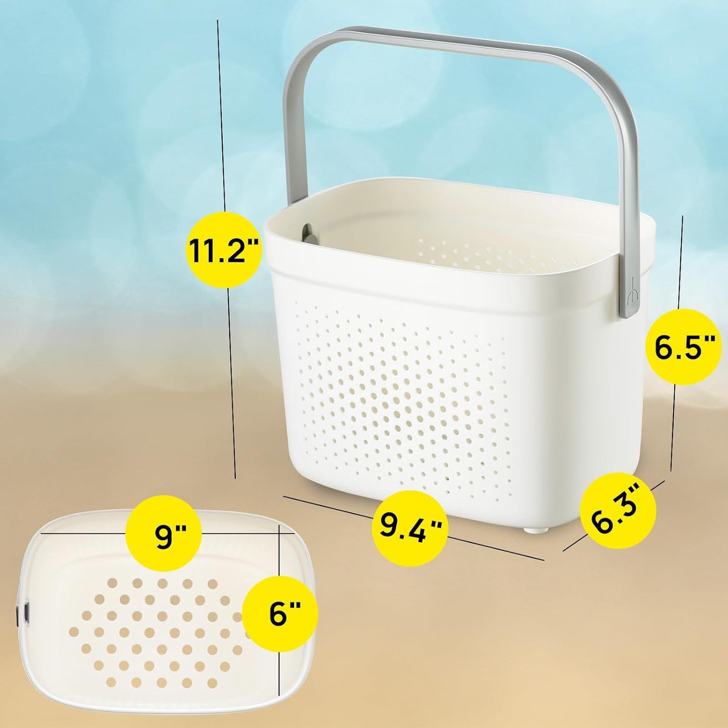 Cesta portátil para ducha plástico asa gris