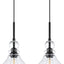 2 Pzas Lámpara Colgante Cocina Vidrio Negro