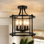Lámpara techo industrial 4 luces E12 metal rústico negro