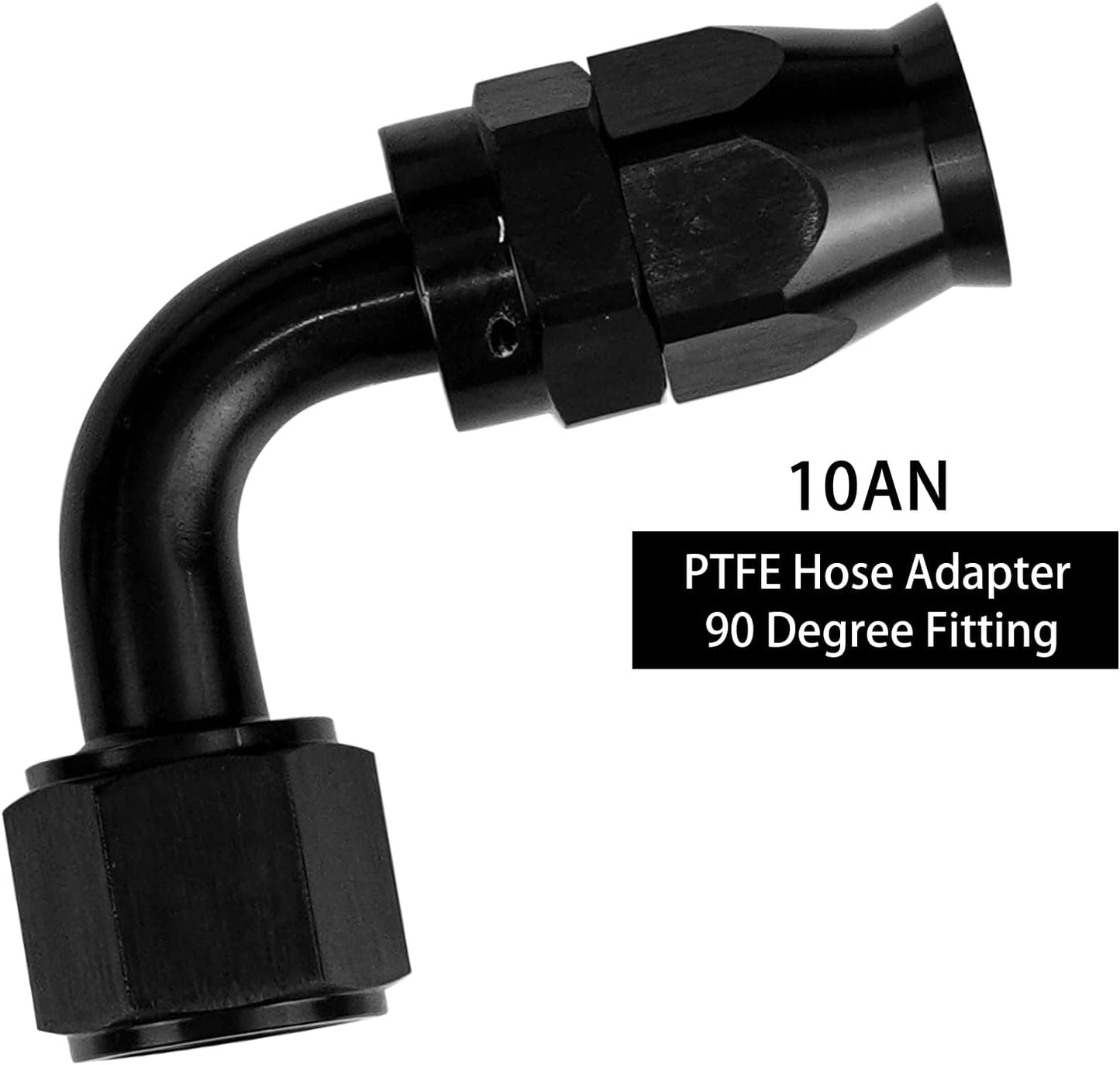 Adaptador manguera PTFE 10AN 90 grados anodizado negro