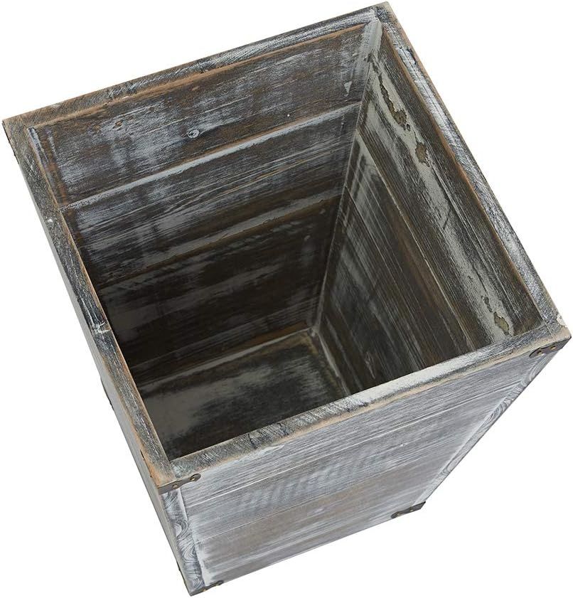 Cubo basura madera tipo granja gris soportes metal
