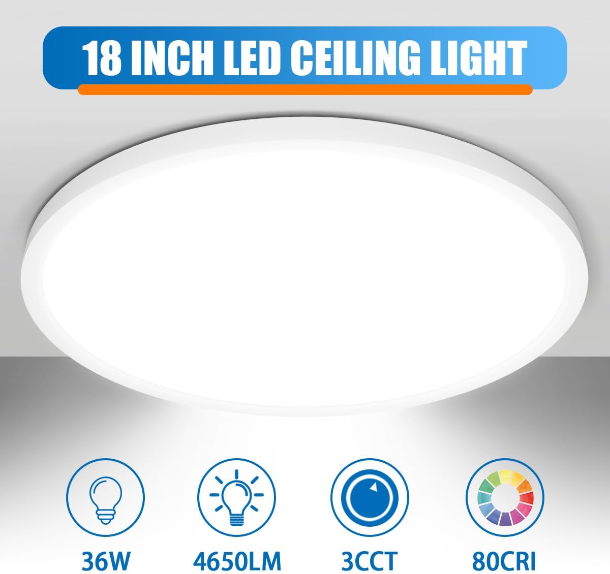 4 Lámparas LED empotradas 18pulg 3000-6500K