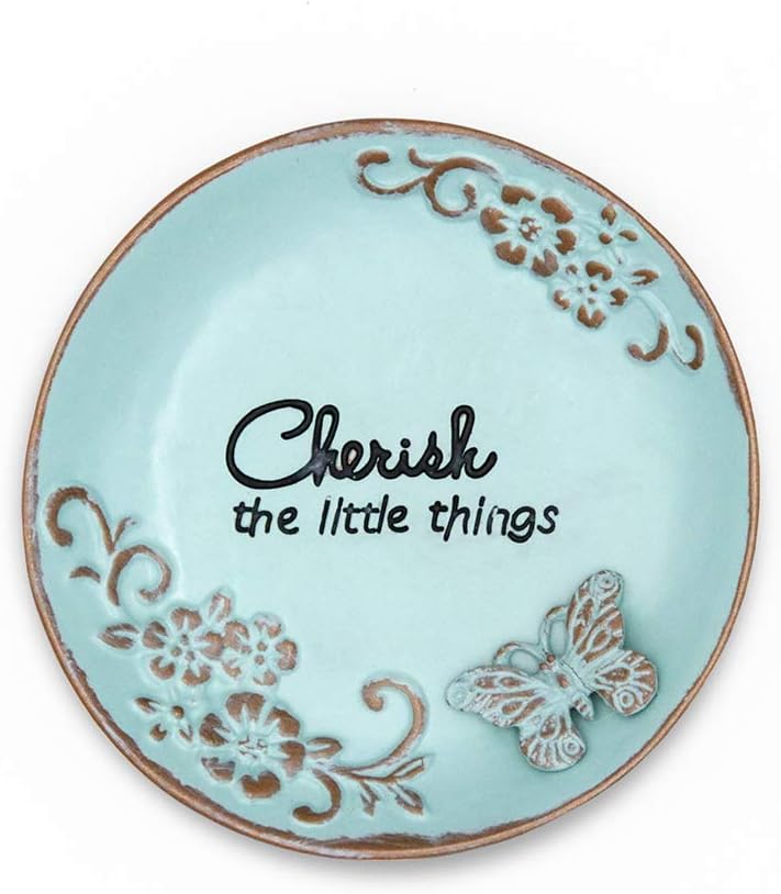 Bandeja joyas decorativa redonda 3" azul