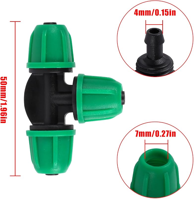 Accesorios riego goteo 1/4 pulg bloqueo T 25 pzas verde