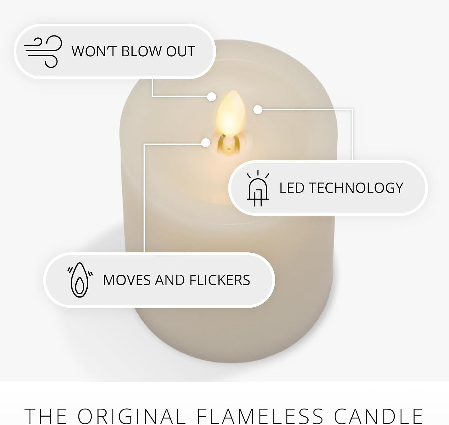 Velas LED sin llama con pilas 1-3x6.5 para interiores