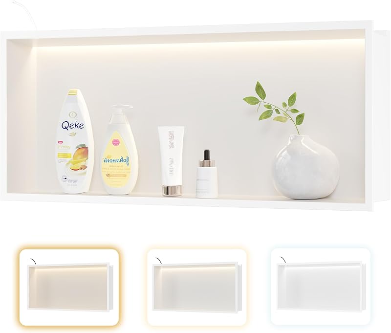 Nicho ducha acero inox 30x12" sin azulejos 3 temp luz