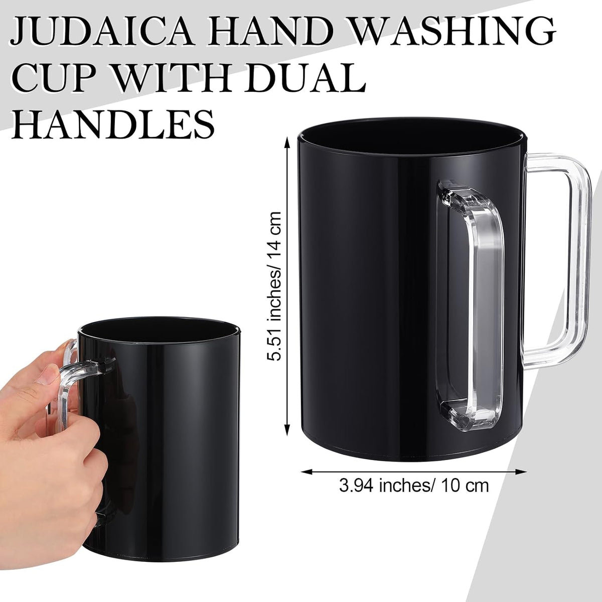 Taza lavado manos asas dobles 5pulg acrílico transparente