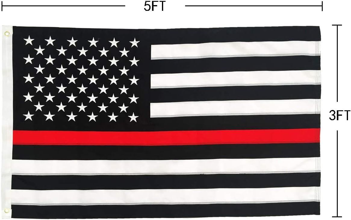 Bandera USA roja fina estrellas bordadas 3x5pies honor bomberos