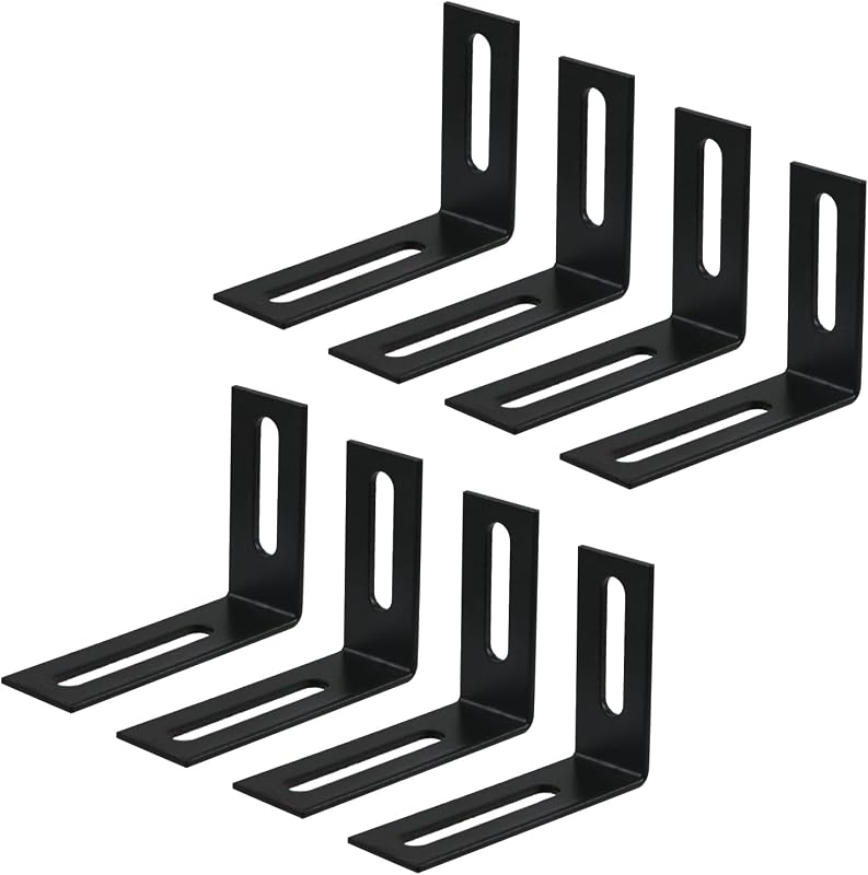 8 Soportes L Metálicos Ajustables Negros