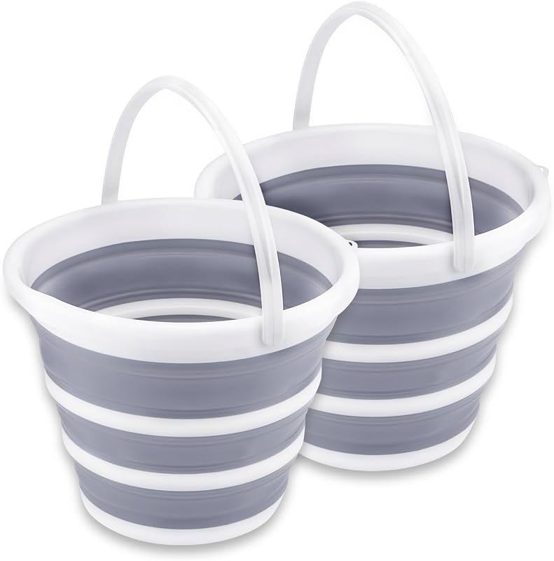 2 Cubetas Plegables 10L para Limpieza Exteriores Jardín Campamento