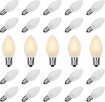 25 Pzas Bombillas LED C7 E12 Blancas Esmeriladas Navidad