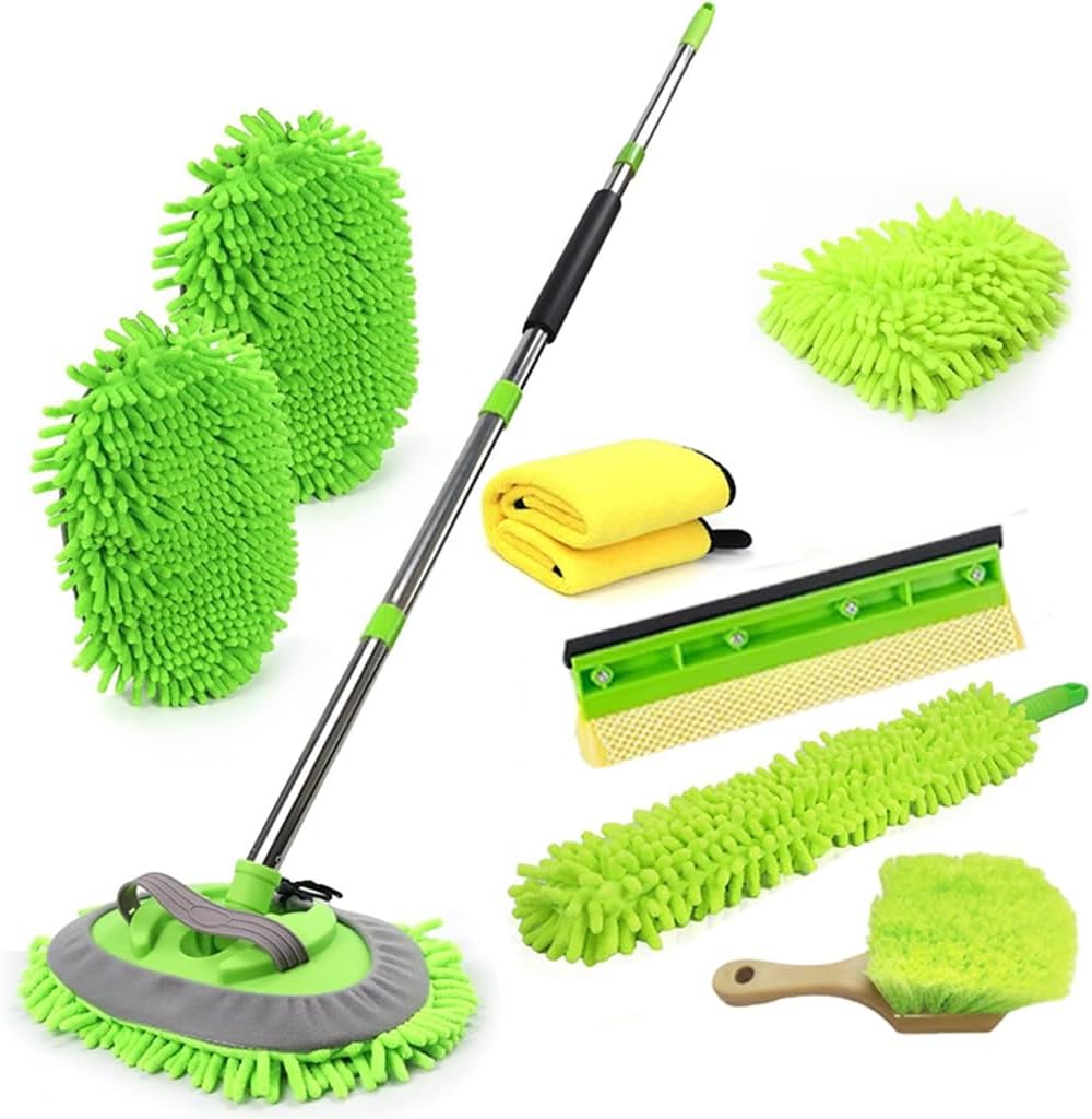 Kit cepillo lavado coche 62pulg mango largo plegable parabrisas