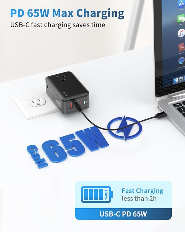 Kit adaptador enchufe viaje con cargador GaN3 65W