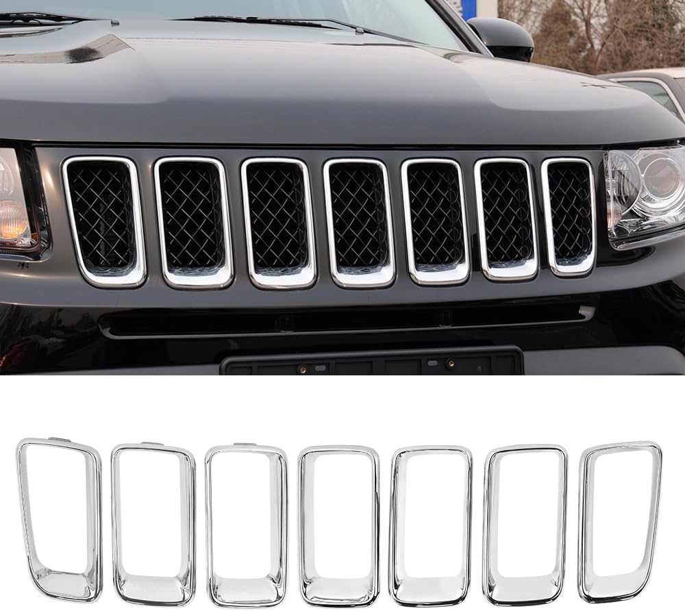 7 Pzas Moldura Parrilla Cromada Jeep Compass 11-17