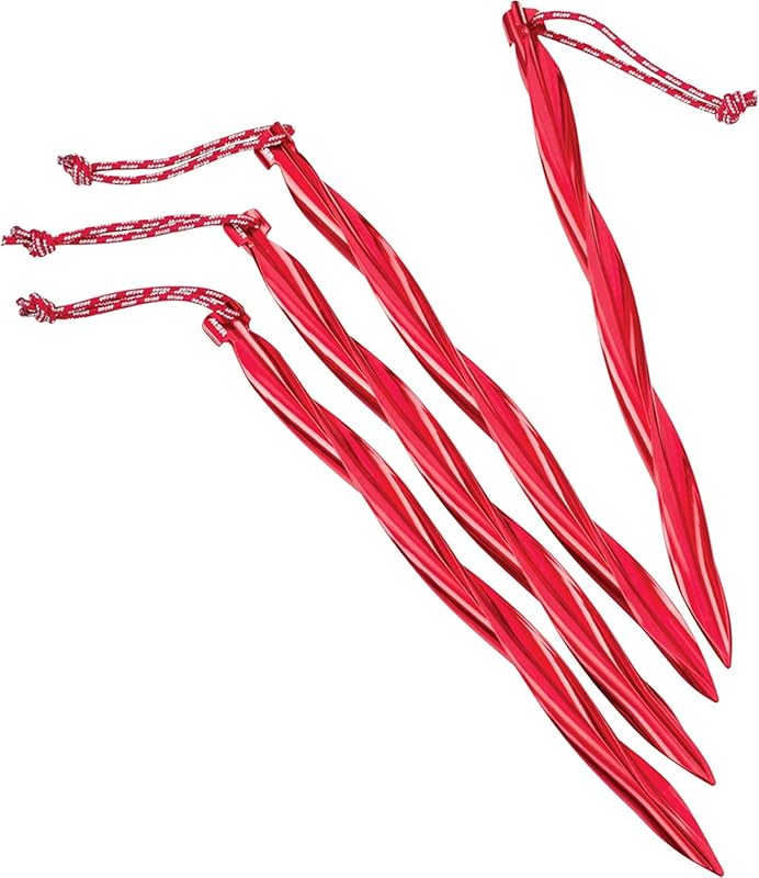 Estaca tienda campaña 10pulg set 4 color rojo