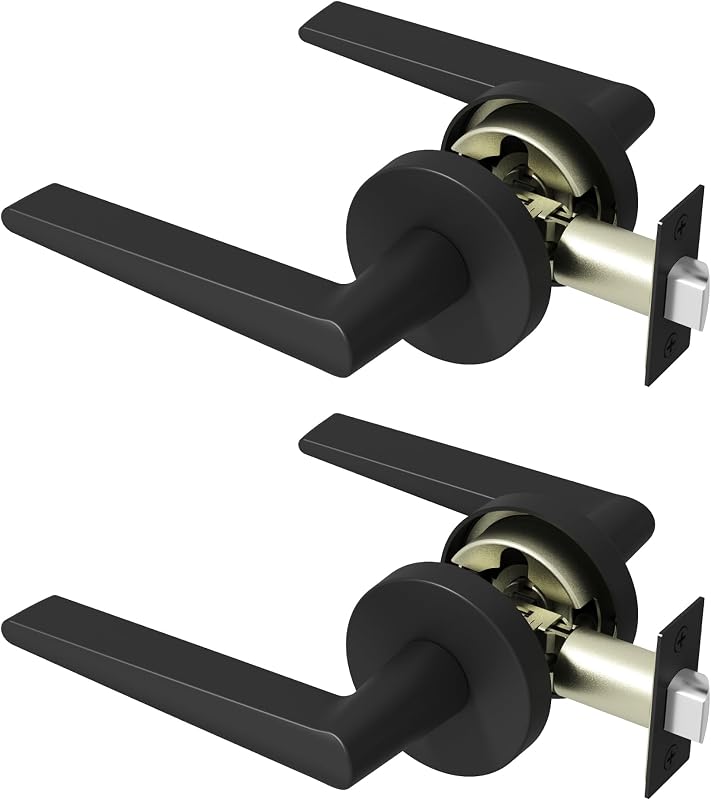 2 Manijas Puerta Paso Reversibles Negro Mate