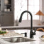 Grifo cocina negro mate con dispensador jabón y rociador