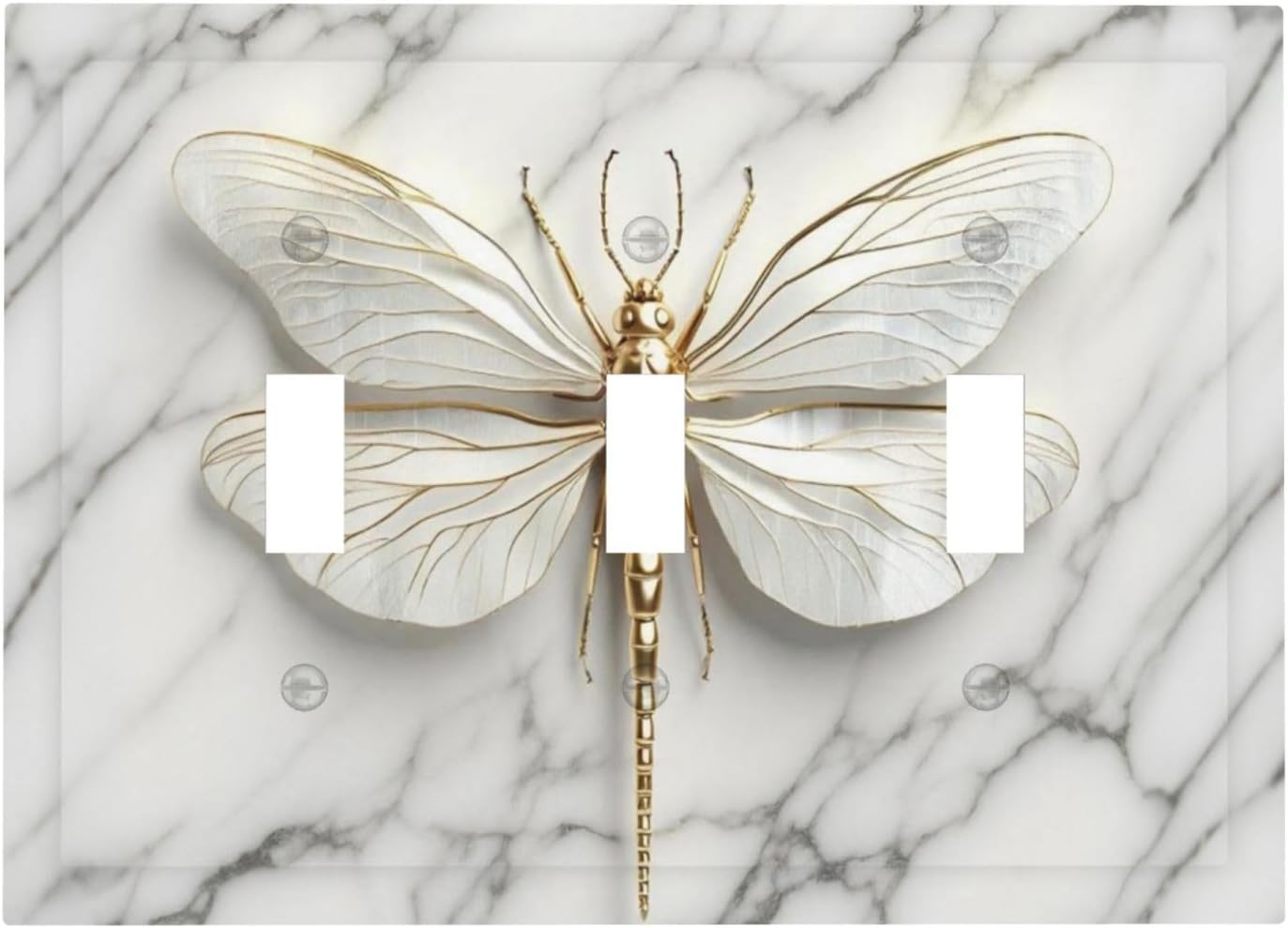 Placas decorativas de mármol blanco con libélula 3 segmentos