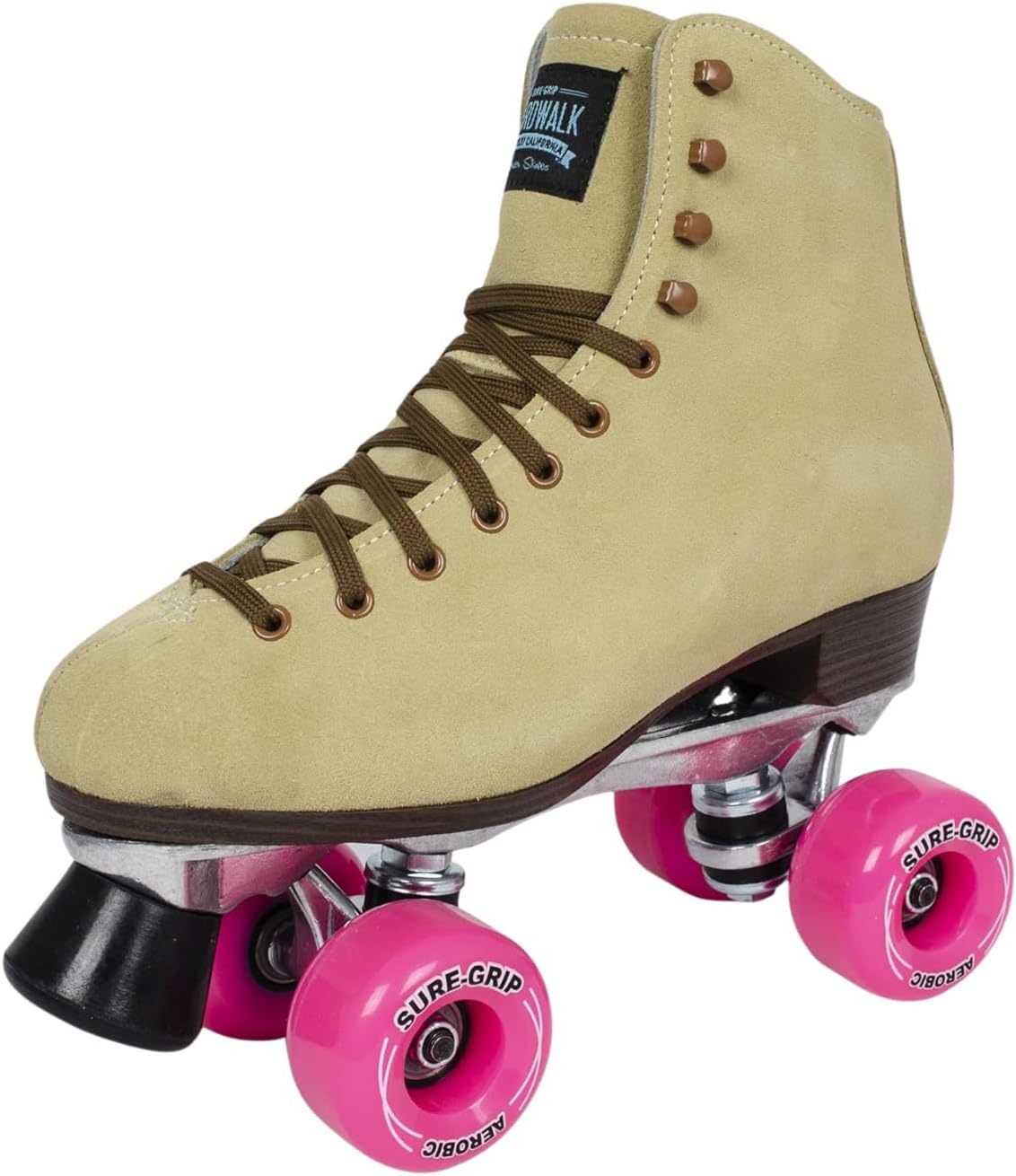 Patines gamuza marrón ruedas poliuretano rosa 85A ABEC 3