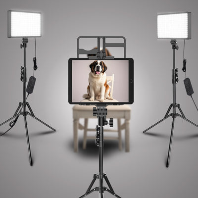 2 Luces LED Video Soporte Regulable Bicolor 50W Negro
