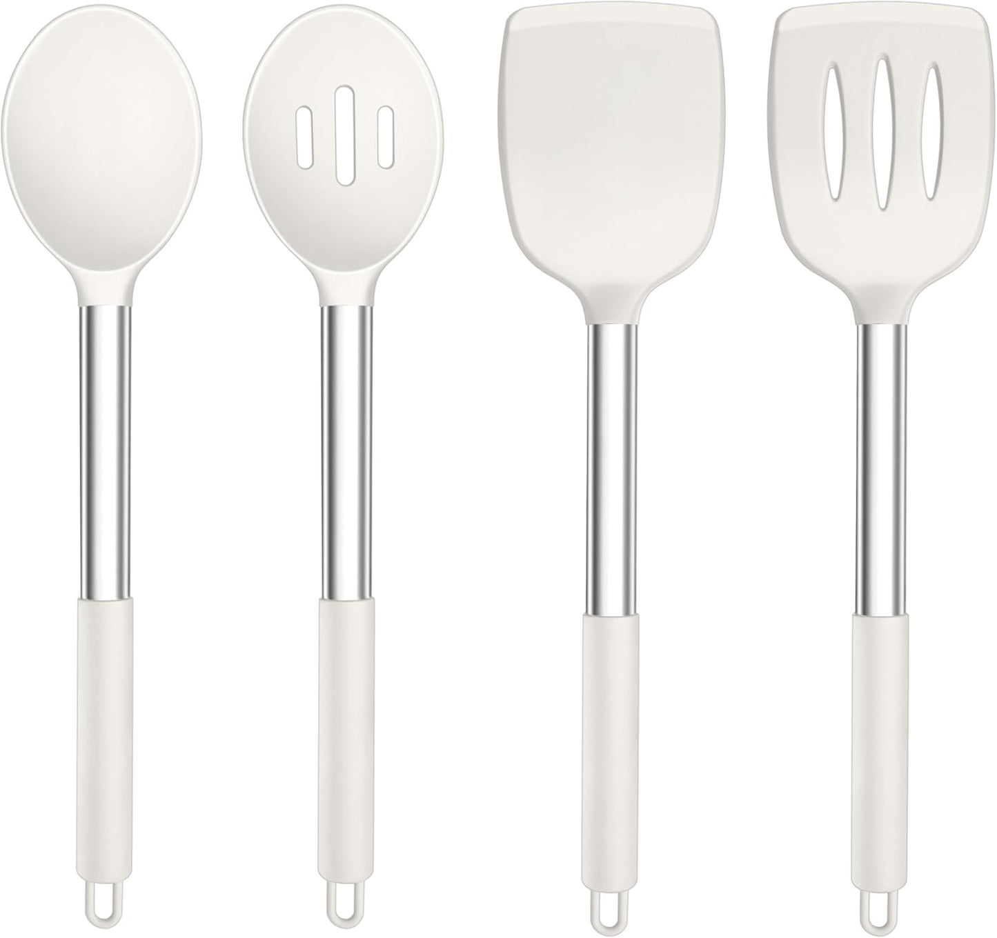 4 Pzas Utensilios Silicona Mango Acero Inox Antiadherente