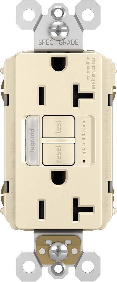 Salida GFCI baño LED Cool Touch 20A almendra clara