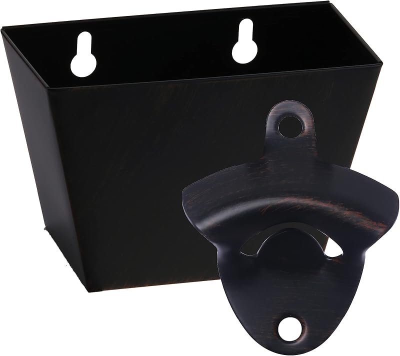 Abridor botellas acero inox pared colector tapa negro rústico