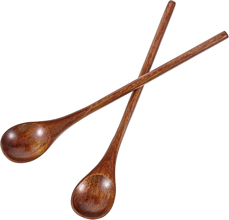 2 Cucharas Madera Mango Largo para Café y Té