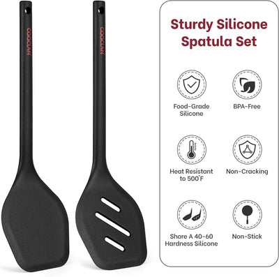 2 Pzas Espátula Silicona Negro Antiadherente Calor Resistente