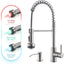 Grifo cocina con dispensador jabón LED níquel