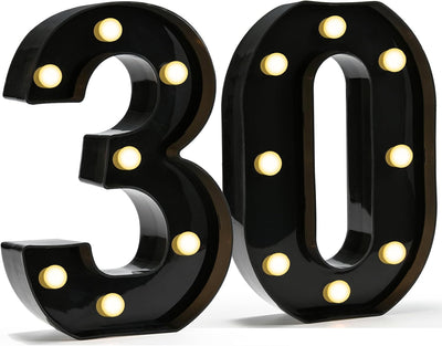 Letras LED plástico negro para fiesta cumpleaños 30 años