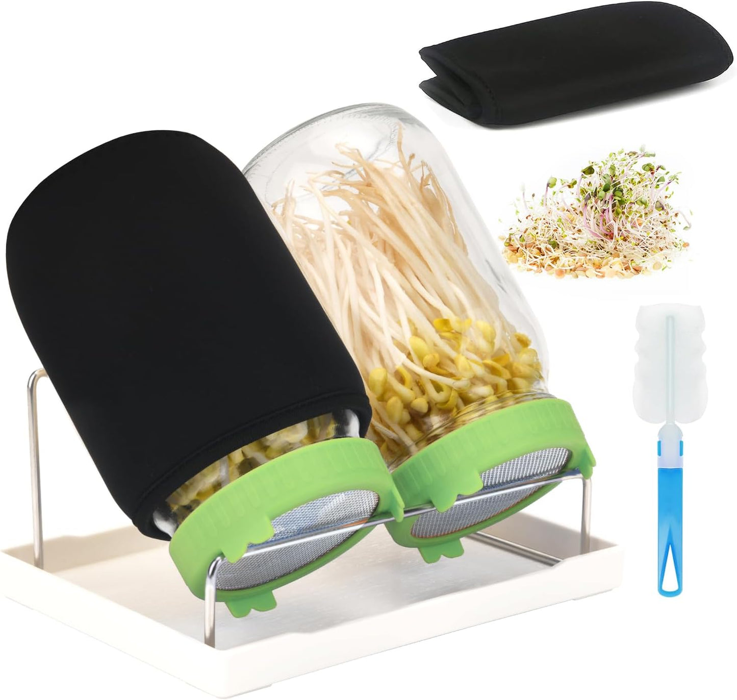 Kit germinación 2 tarros cuarto galón tapa malla acero inox