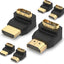 Adaptador HDMI 90/270 grados 6 Pzas conector L 4K 60Hz TV PC