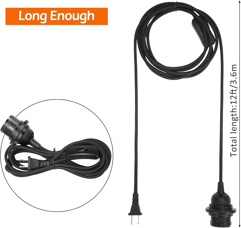 6 Luces colgantes enchufables E26/E27 12pies interruptor