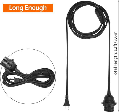 6 Luces colgantes enchufables E26/E27 12pies interruptor