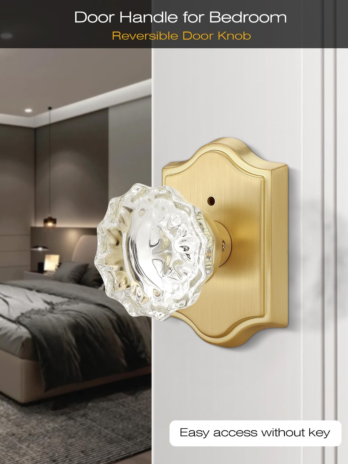 Pomo puerta dorado interno sin llave reversible