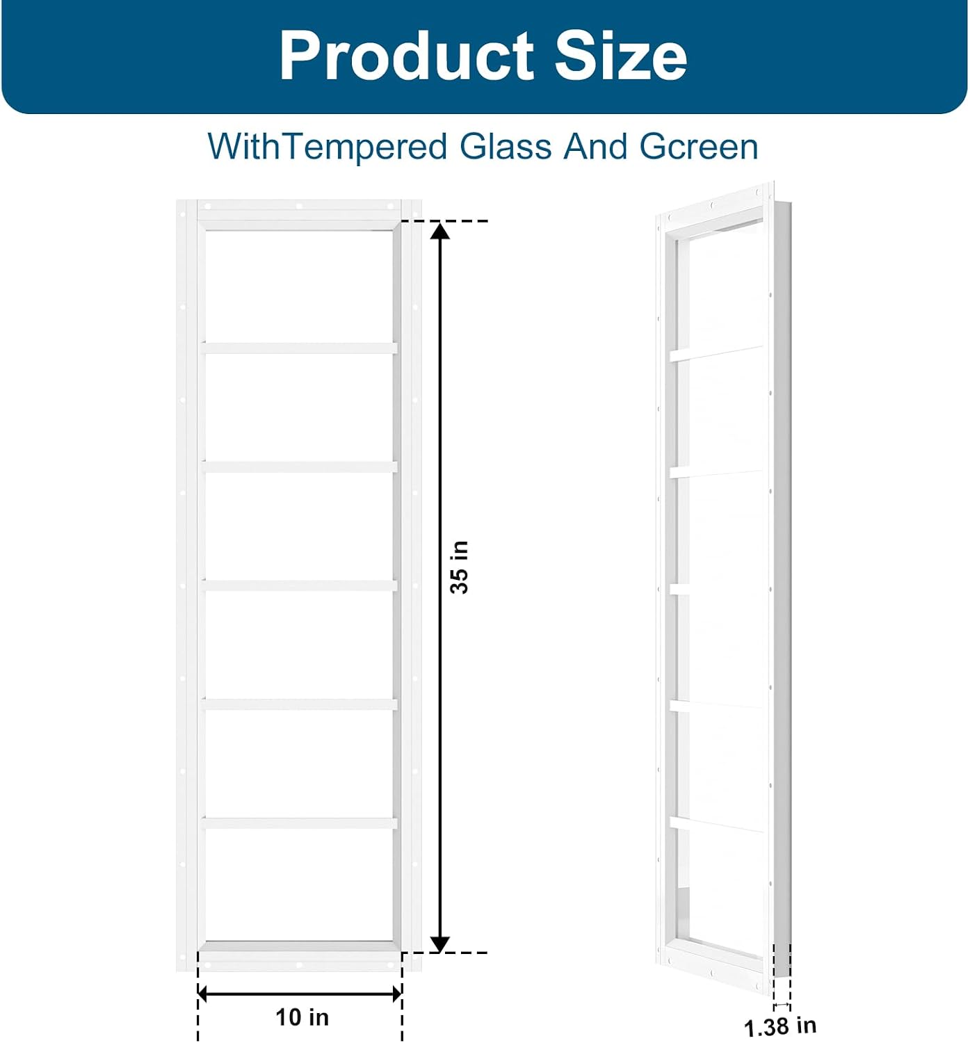 Ventanas fijas vidrio templado 10x35pulg pack 2