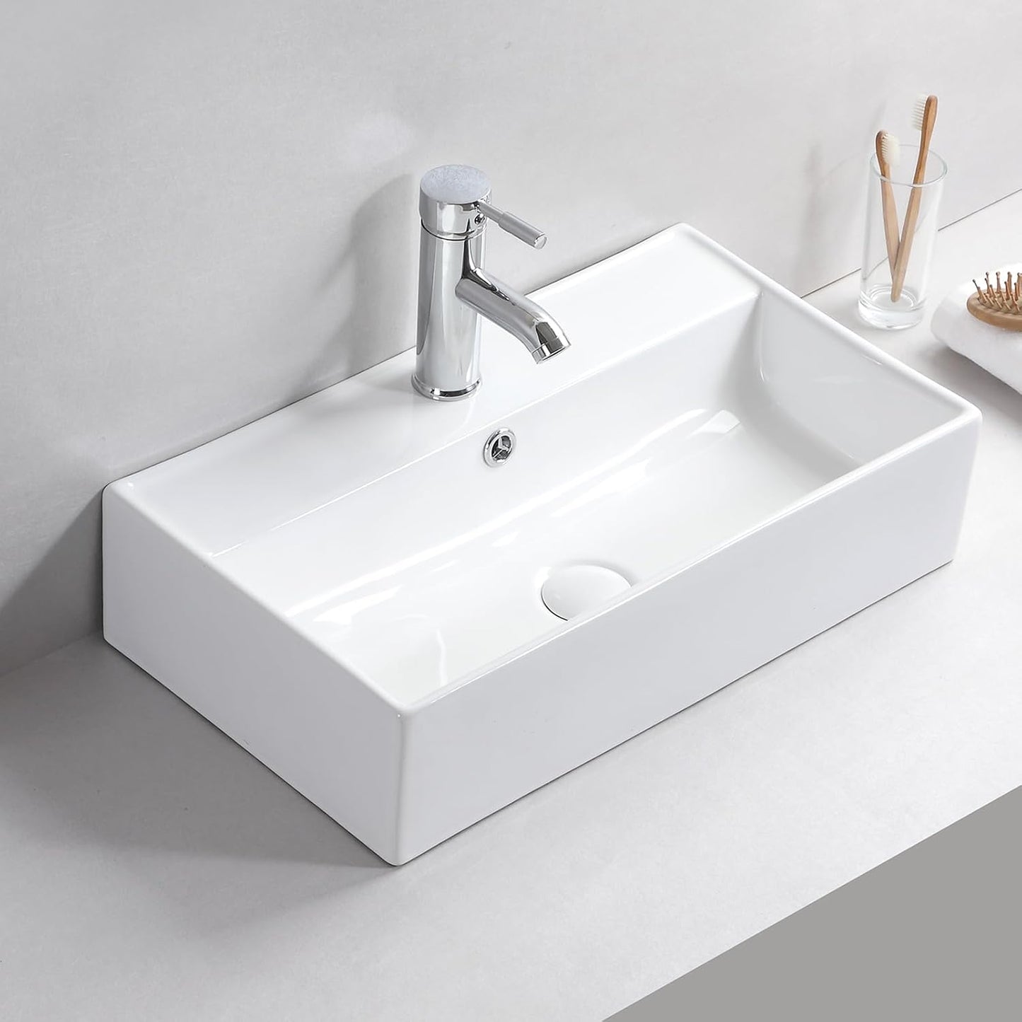 Lavabo cerámica rectangular 22x12.6pulg blanco