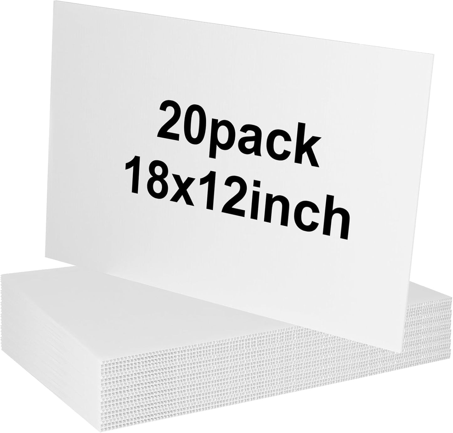 20 Carteles Plástico Corrugado 18x12" Blanco Doble Cara