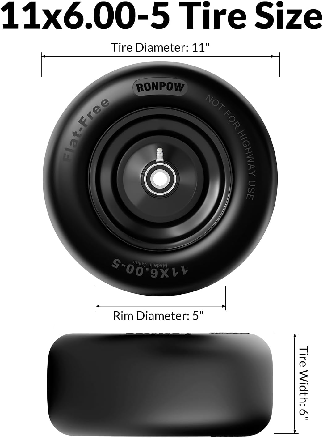 Neumático cortacésped 11x6-5 sólido 400lb