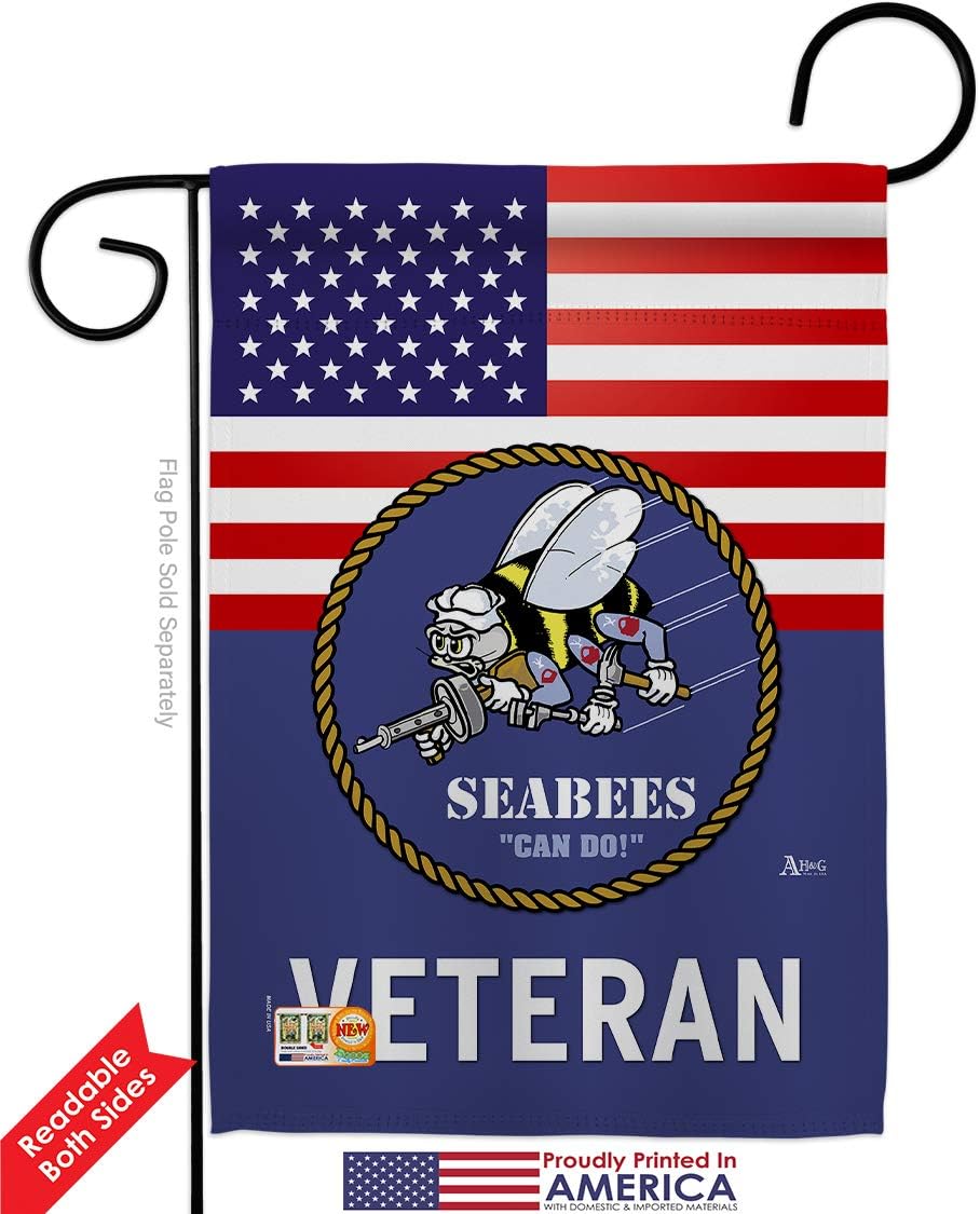 Bandera Seabees Navy 13x18.5" doble cara decorativa