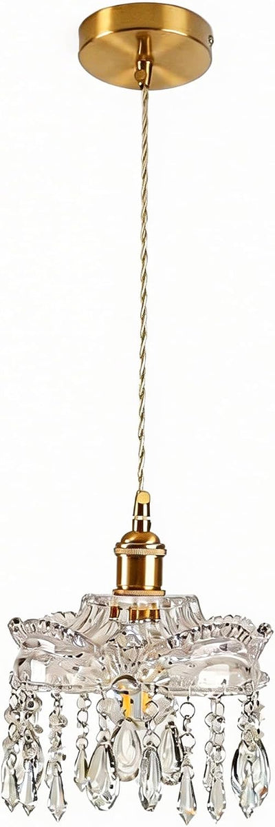 Lámpara colgante de latón y cristal vintage para dormitorio y baño