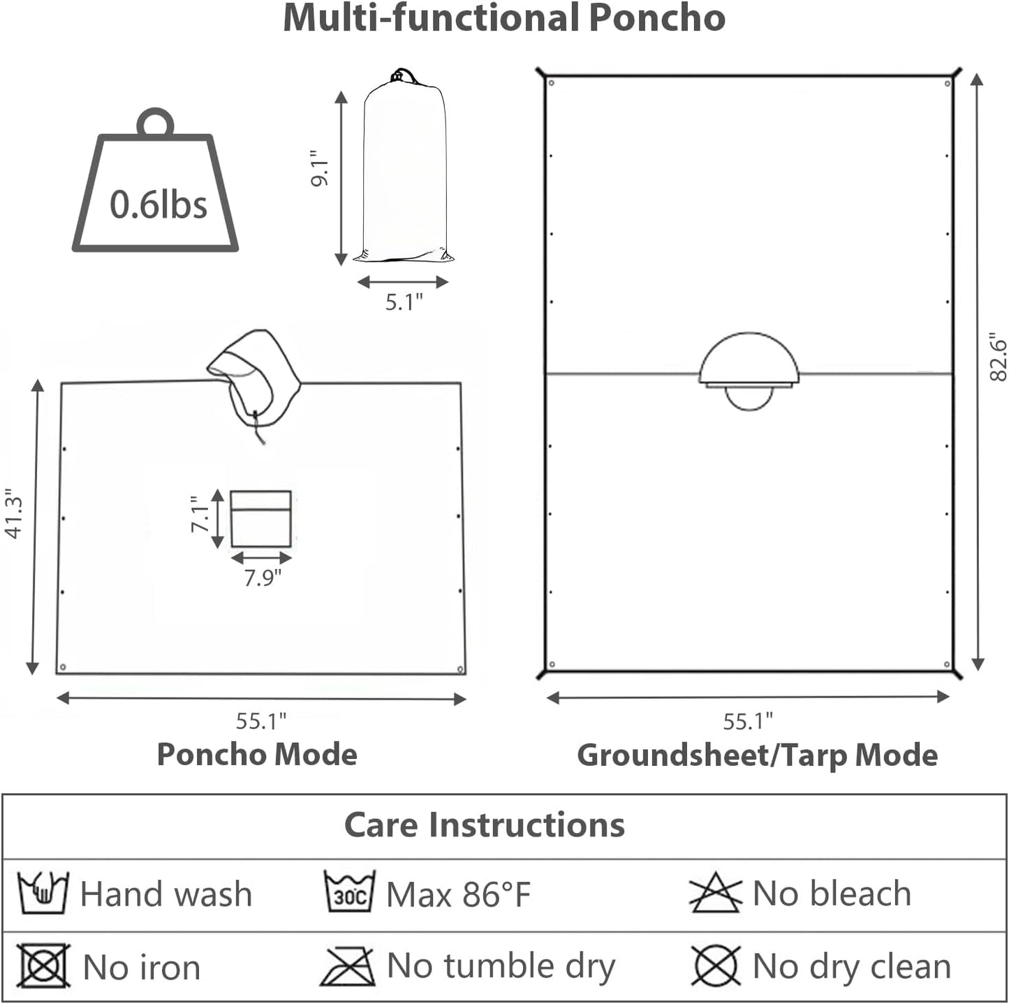 Poncho lluvia impermeable con capucha y bolsillo
