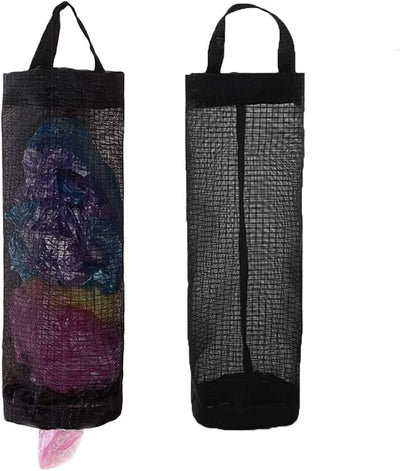 Soporte bolsas plástico colgante malla negro 2 pzas
