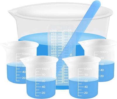5 Tazas Silicona 33.8oz y 3.4oz para Hornear Resina Bricolaje