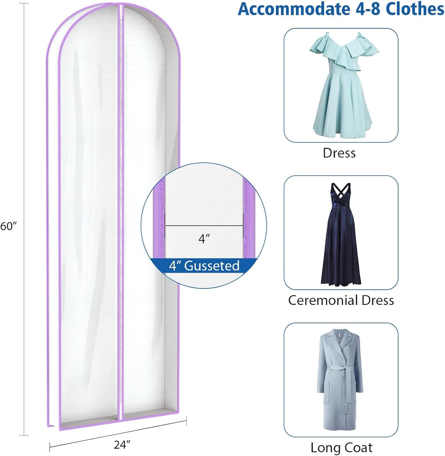 Bolsas transpirables para vestidos de novia con fuelle 4"
