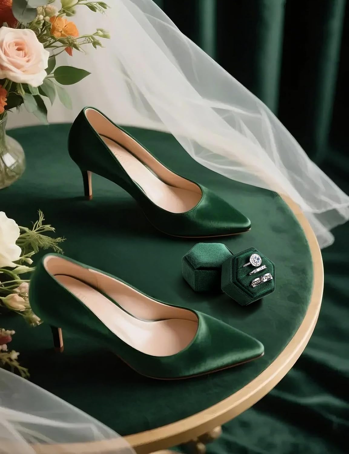 Caja terciopelo anillos 3 ranuras boda recuerdo