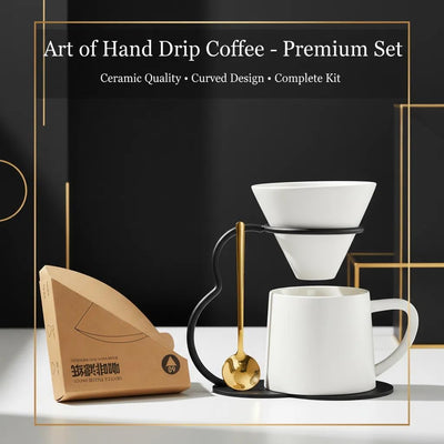 Juego de cafetera de cerámica con filtro V60 y soporte metálico 9 oz